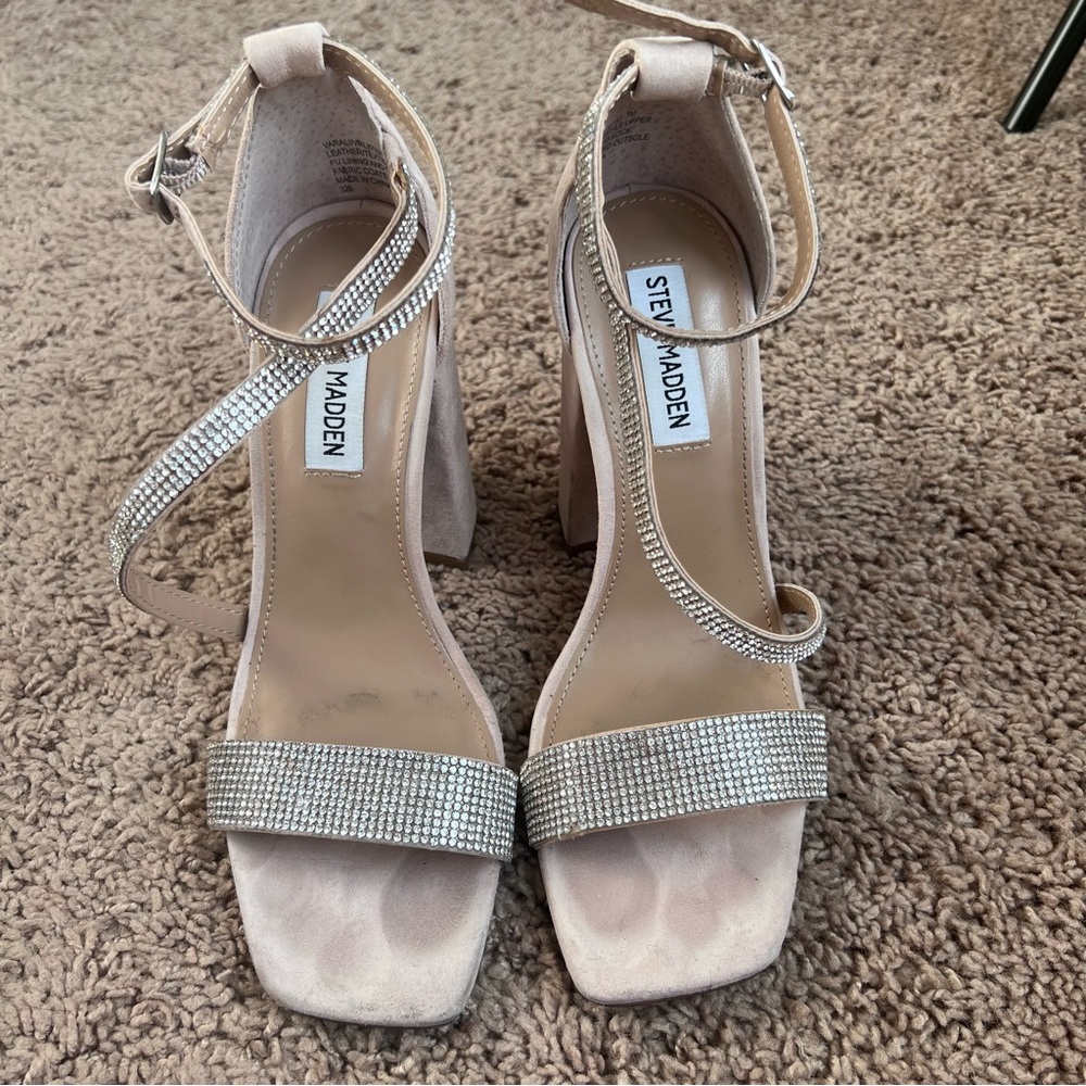 Steve Madden Blush Nude Rhinestone Heels